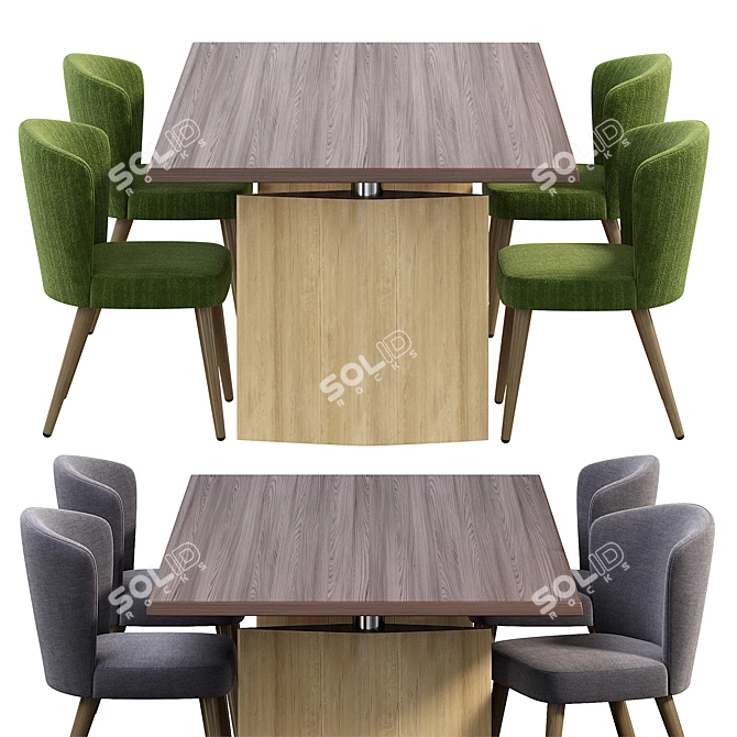 Elegant Aston Chair & Morgan Table 3D model image 1