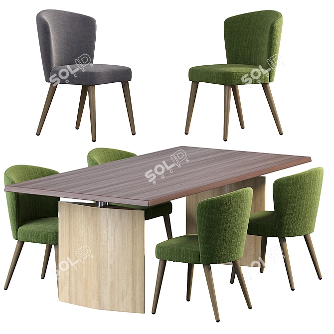 Elegant Aston Chair & Morgan Table 3D model image 2