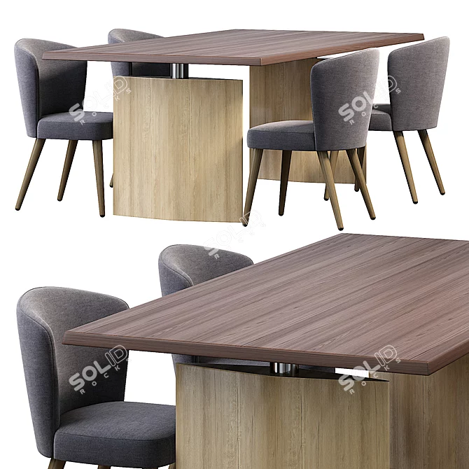 Elegant Aston Chair & Morgan Table 3D model image 3