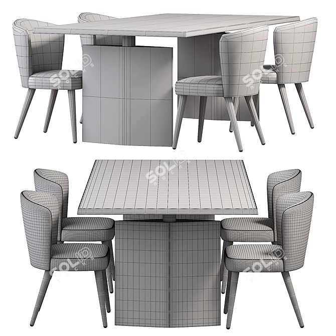 Elegant Aston Chair & Morgan Table 3D model image 4