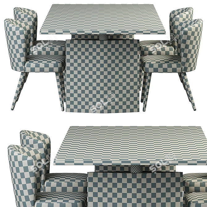 Elegant Aston Chair & Morgan Table 3D model image 5