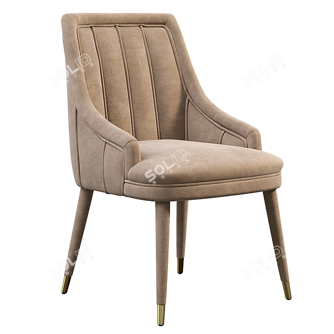 Elegant Cordoba Dining Chair with Brass Tips 3D model image 2