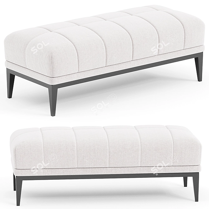 Grace Tufted White Bench 3D model image 1