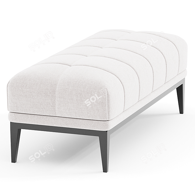 Grace Tufted White Bench 3D model image 2