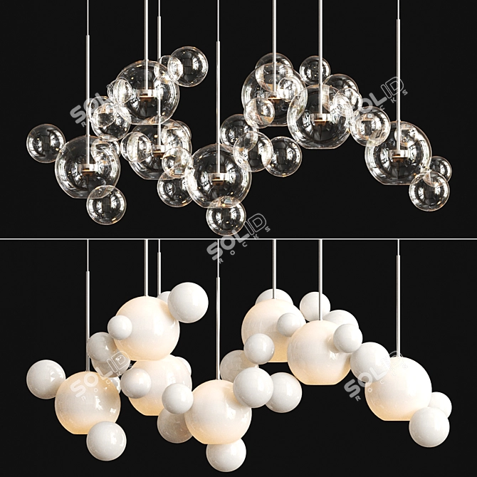 Italian Design Bolle Chandelier Glass 3D model image 2