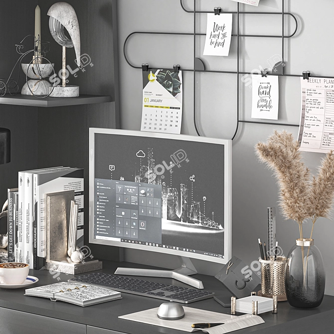 Modern Workspace Set "Workplace13 3D model image 3