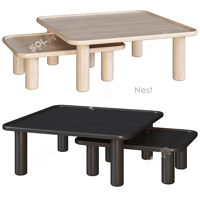 Modern Ash Black Coffee Table 3D model image 1