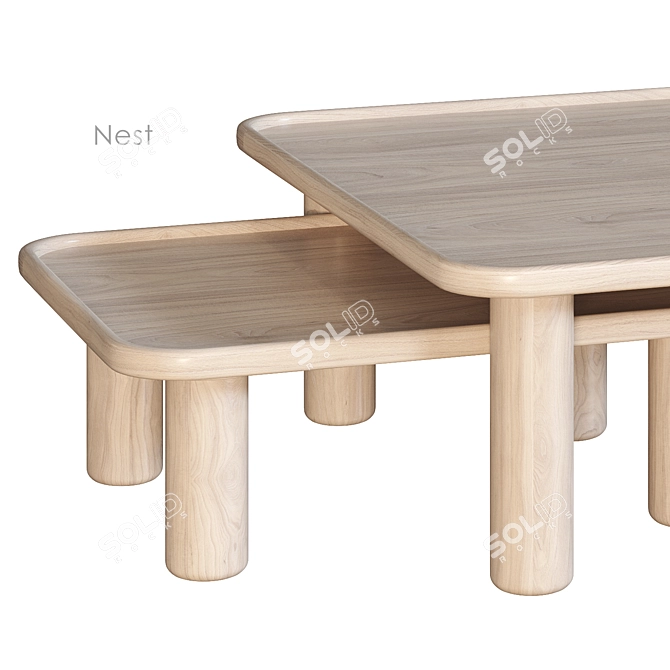 Modern Ash Black Coffee Table 3D model image 2