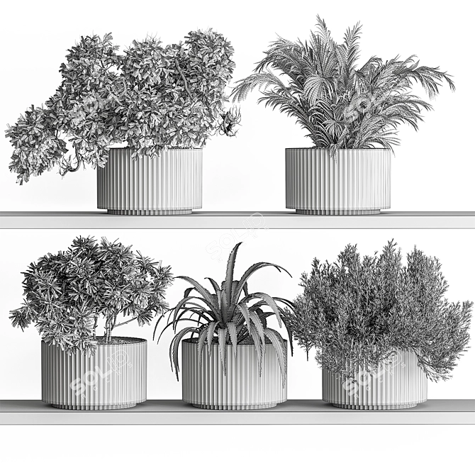 Mini Plant Pot Set 403 3D model image 6