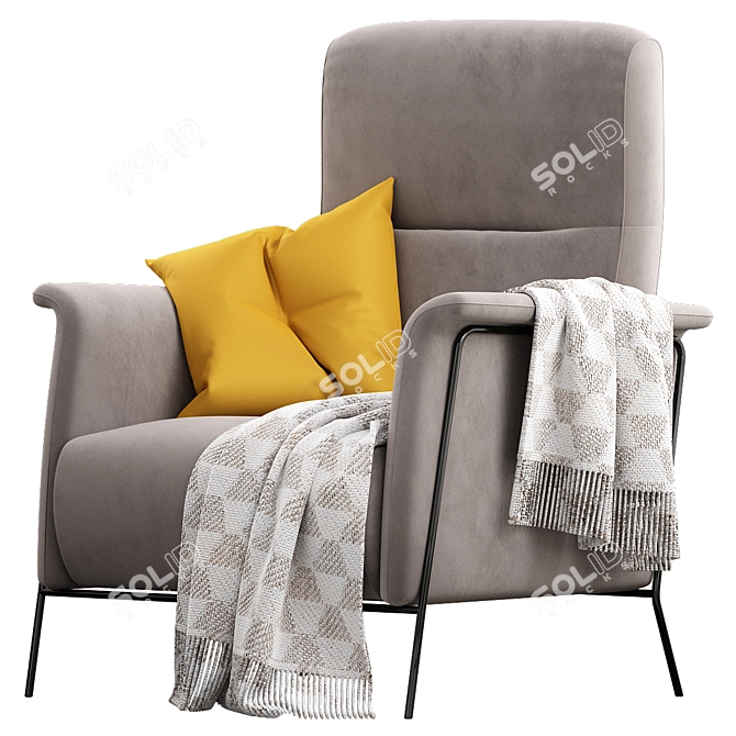 Modern CELINE Armchair with Armrests 3D model image 1