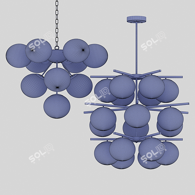 Luxury Crystal Chandelier Set 3D model image 3