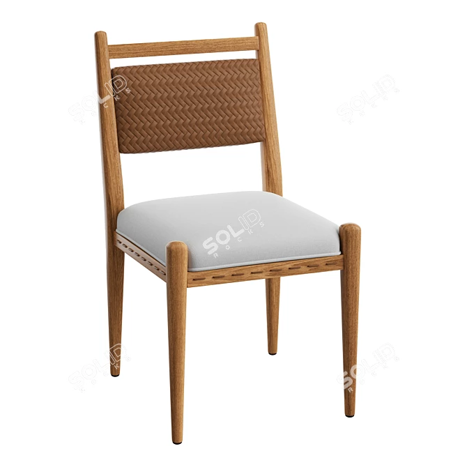  Rustic Oak Dining Chair 3D model image 1