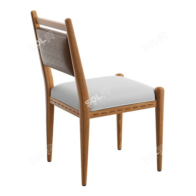  Rustic Oak Dining Chair 3D model image 3