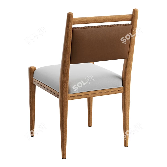  Rustic Oak Dining Chair 3D model image 4