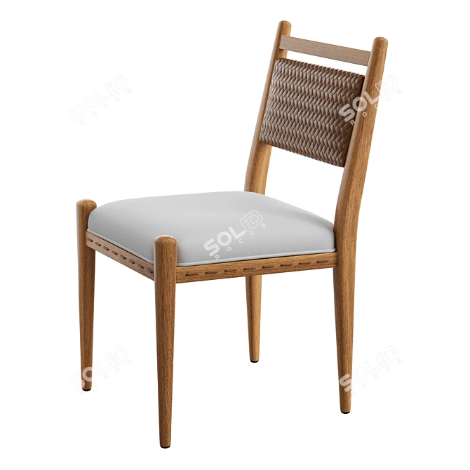  Rustic Oak Dining Chair 3D model image 5