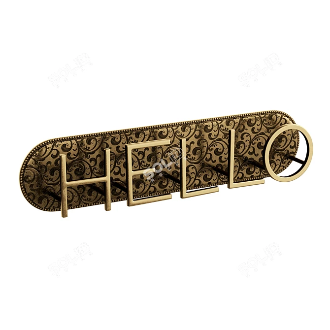 Floral Brass Hook Rack 3D model image 1