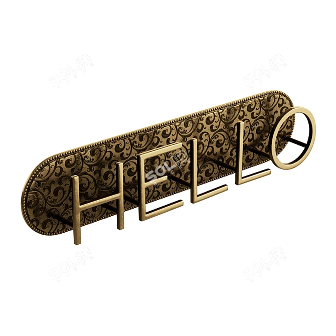 Floral Brass Hook Rack 3D model image 4