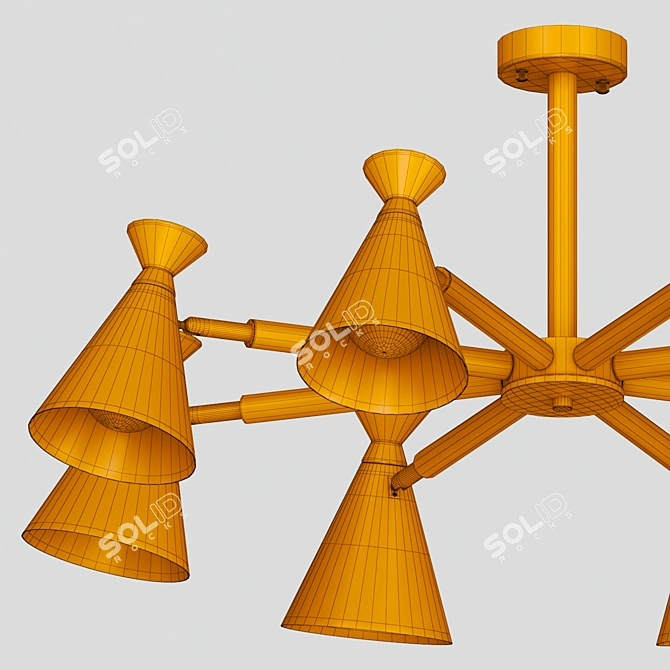 Modern Metal and Wood Chandelier 3D model image 4