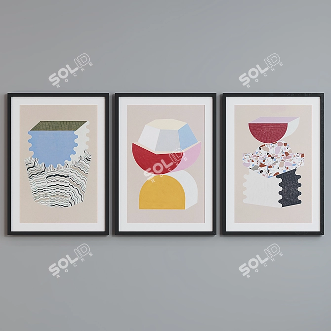 Modern Abstract Picture Frame Set 3D model image 3