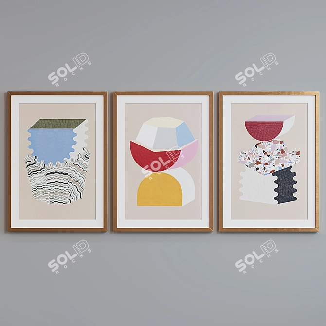 Modern Abstract Picture Frame Set 3D model image 4