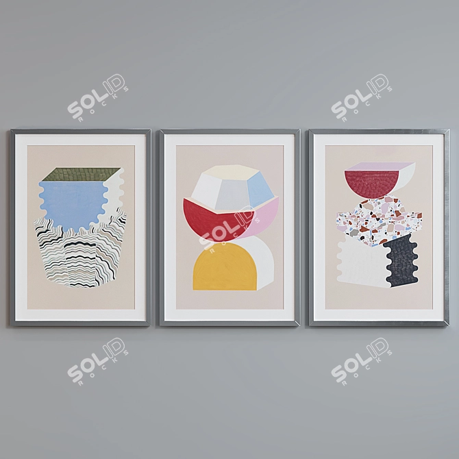 Modern Abstract Picture Frame Set 3D model image 5