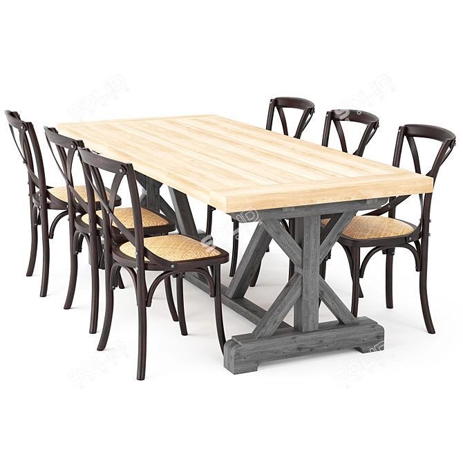 Parisienne Cafe Dining Set 3D model image 1
