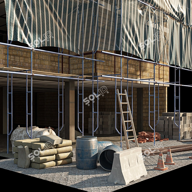 Game-Ready Modular Construction Bundle 3D model image 3