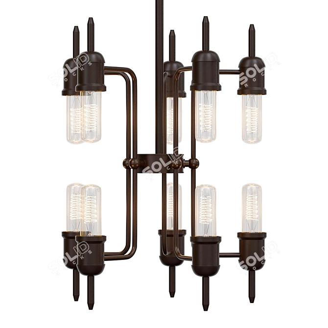 Industrial Chic Iron Edison Chandelier 3D model image 1