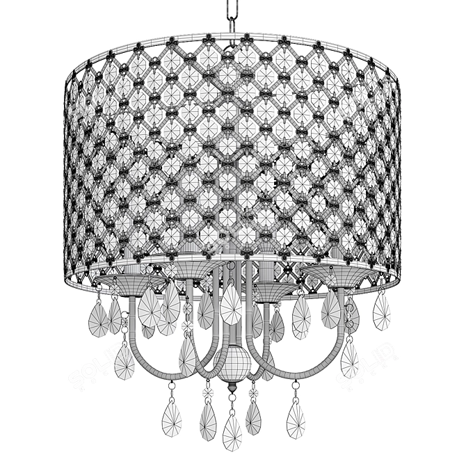 Elegant Gold Crystal Chandelier 3D model image 2