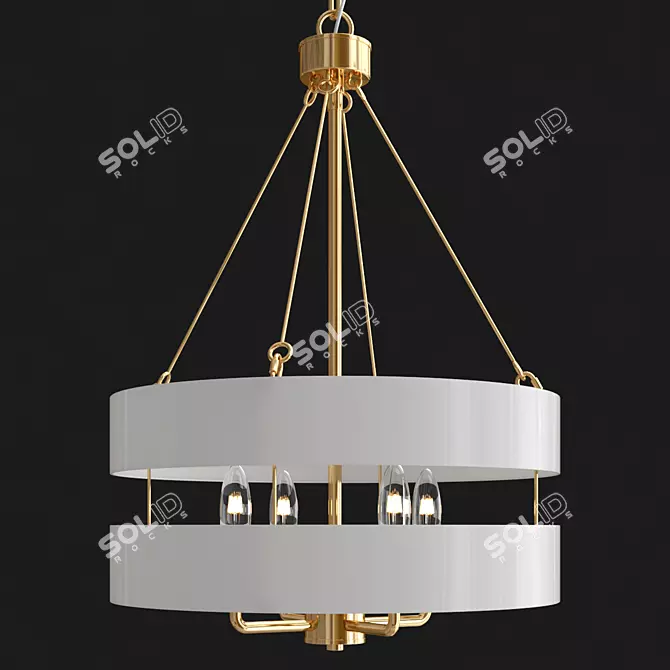 Nalia Gold Drum Chandelier 3D model image 2