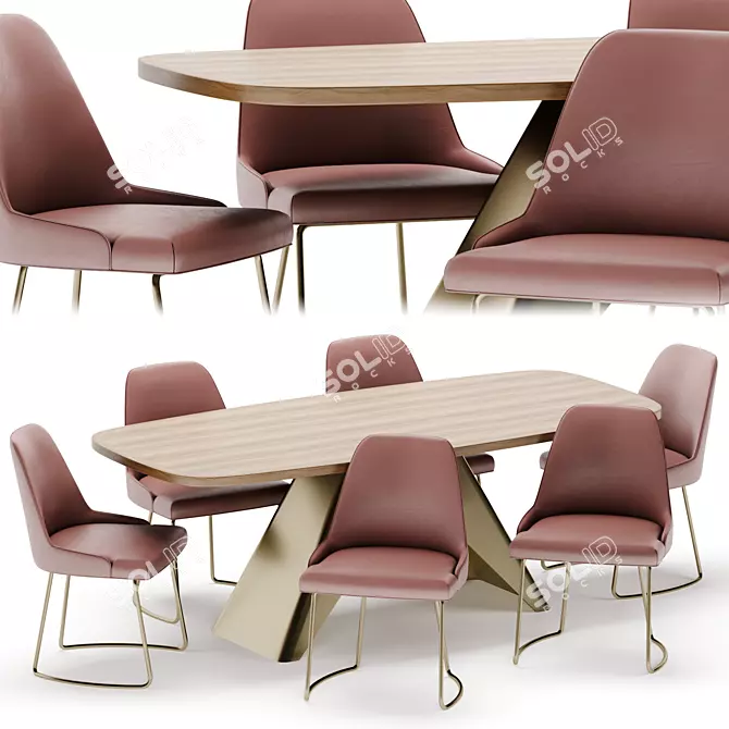  Modern Dining Set Table Chair 3D model image 2