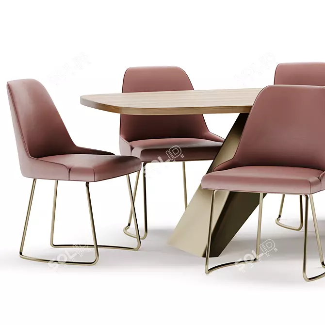  Modern Dining Set Table Chair 3D model image 3