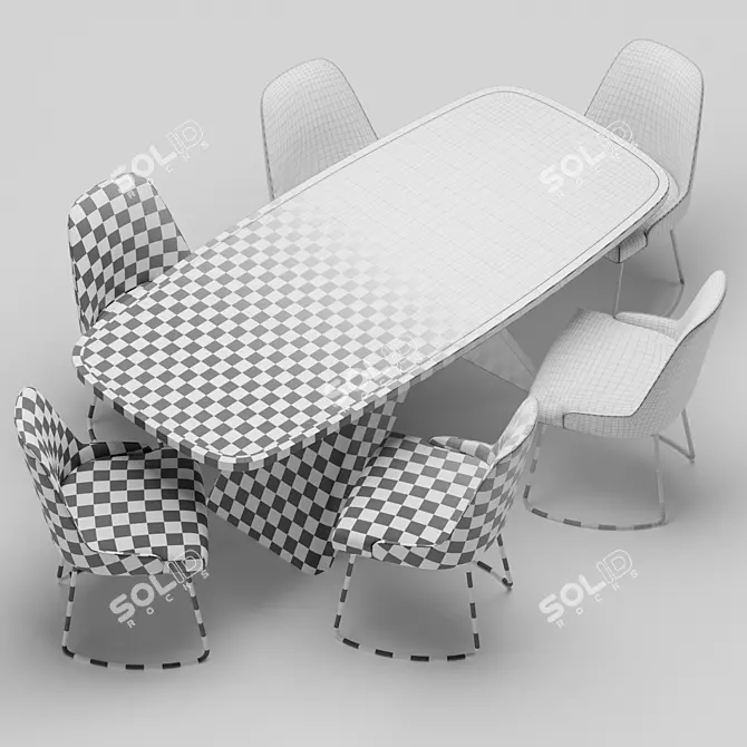  Modern Dining Set Table Chair 3D model image 4