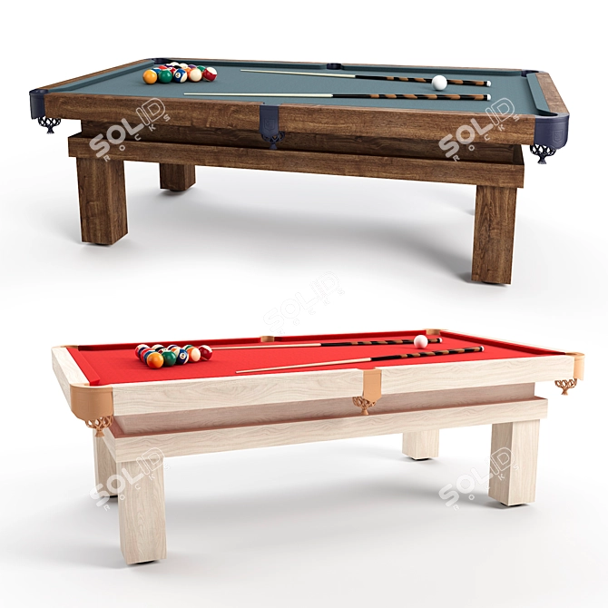 Rustic Pool Table 3D Model 3D model image 1