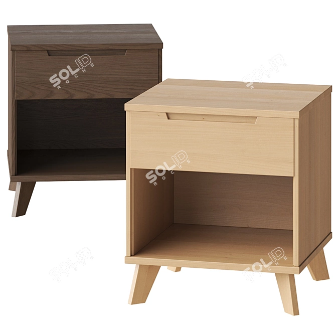 Sleek Modern Drawer Nightstand Table 3D model image 1