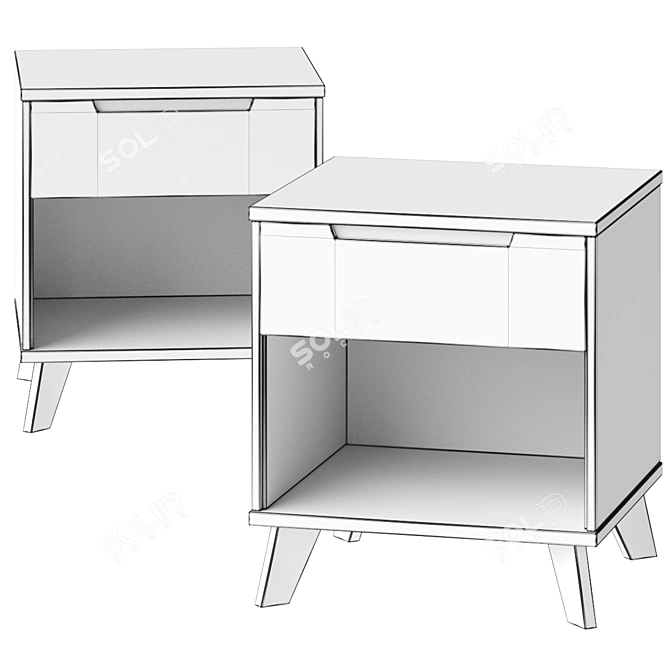 Sleek Modern Drawer Nightstand Table 3D model image 2