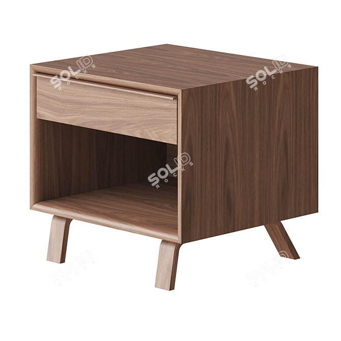 Modern Wood Bedside Table - Vray 3D model image 1