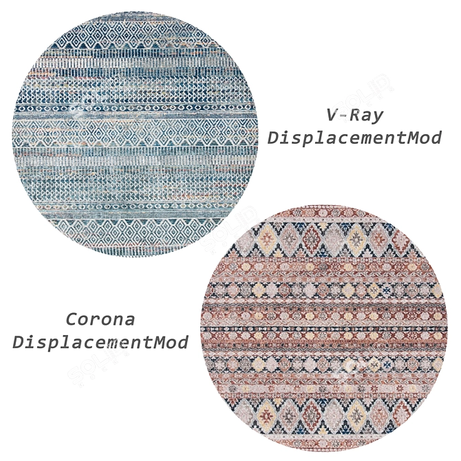 Round Rugs Set with Variants 3D model image 3