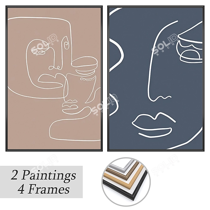 Gallery Wall Art Set with Multiple Frames 3D model image 1