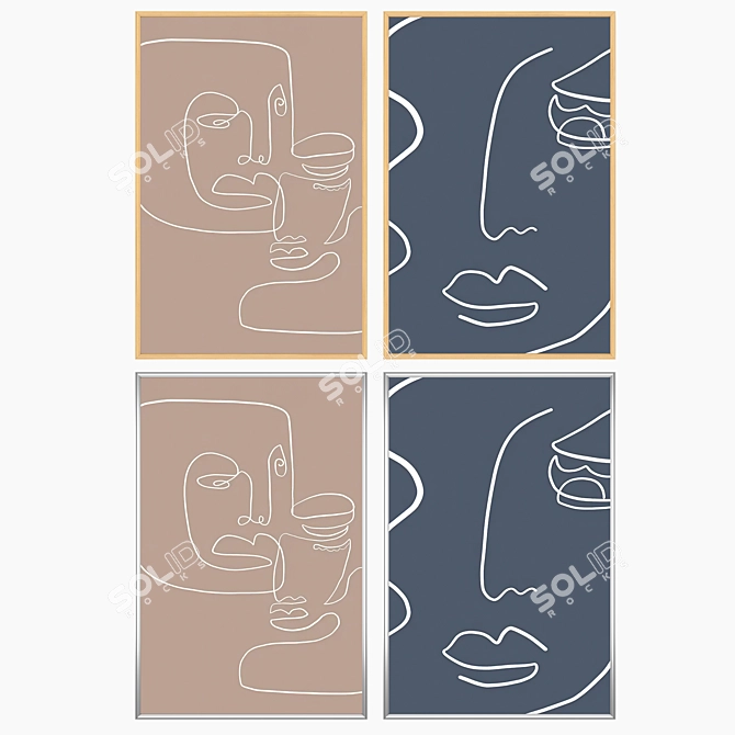 Gallery Wall Art Set with Multiple Frames 3D model image 3