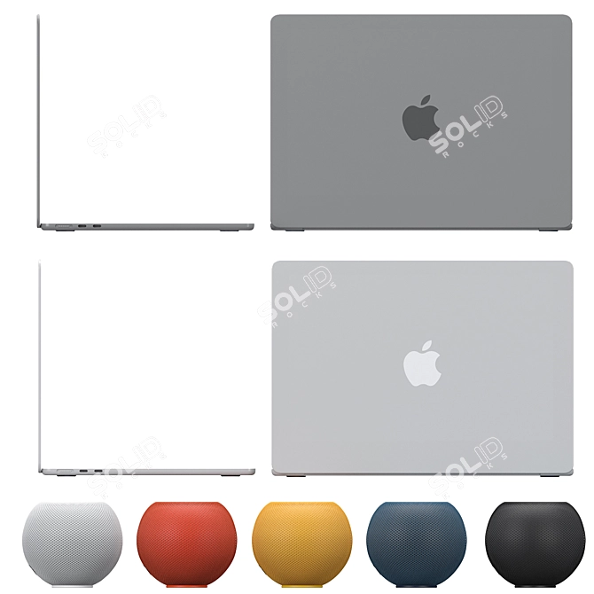 2022 MacBook Air HomePods All Colors 3D model image 8