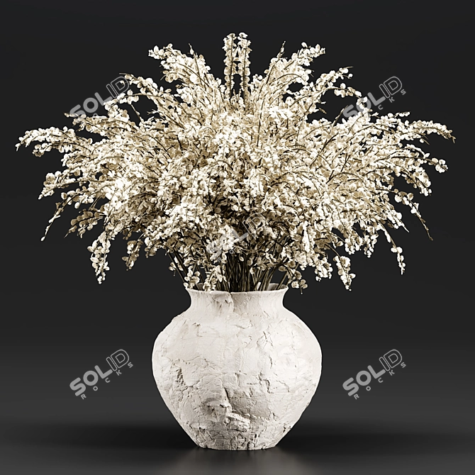 Concrete Vase Branch Bouquet Decor 3D model image 3