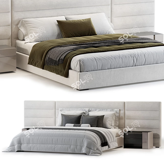 Modern Bed Frame with Mattress 3D model image 1