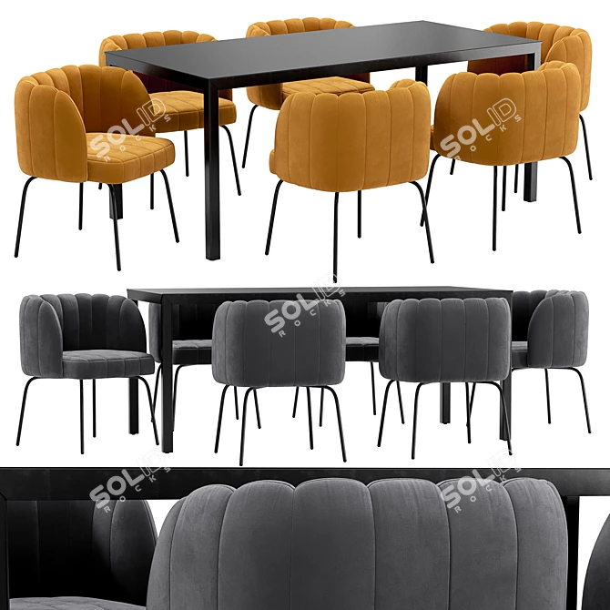 Modern Dining Chair and Table 3D model image 1