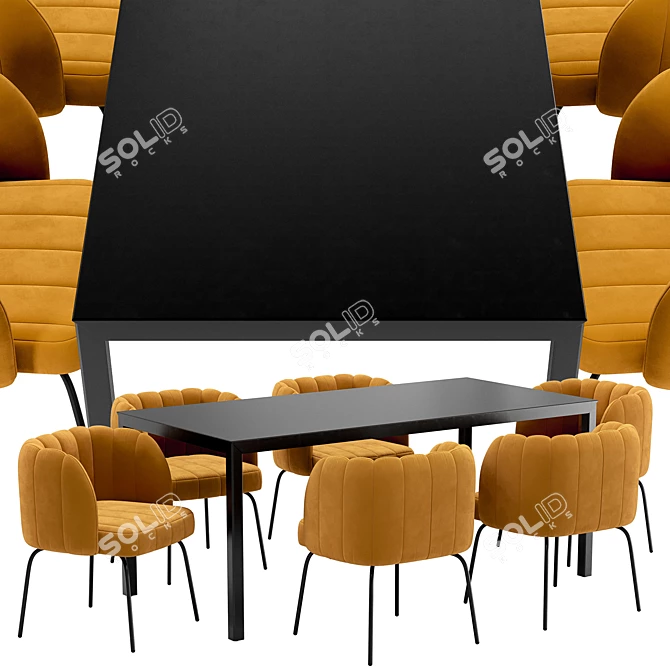 Modern Dining Chair and Table 3D model image 2