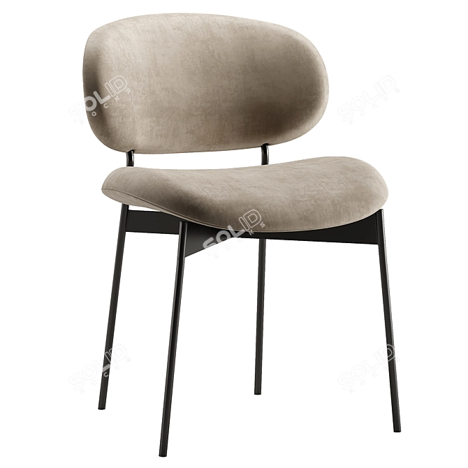 Modern Upholstered Chair in Millimeters 3D model image 2