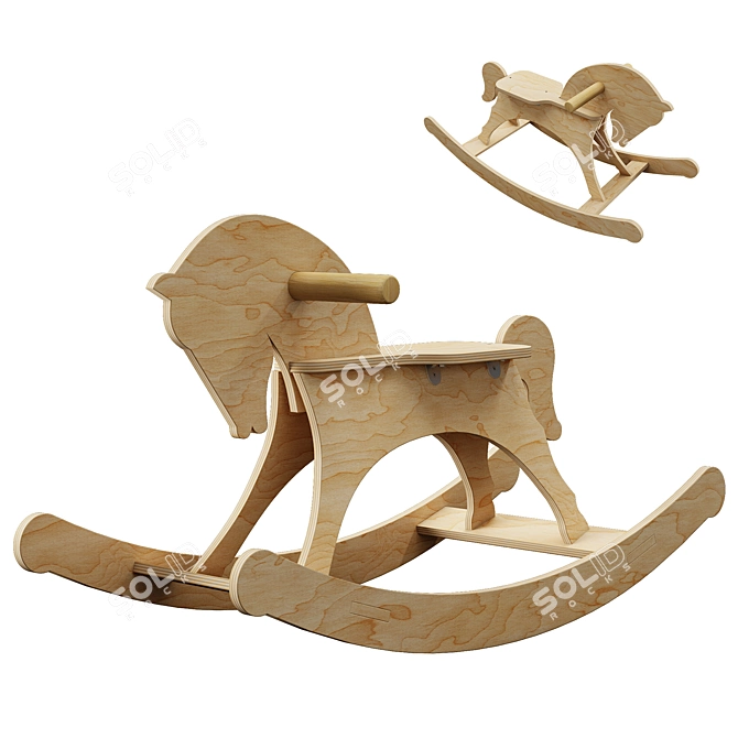 Wooden Rocking Horse Toy 3D model image 1