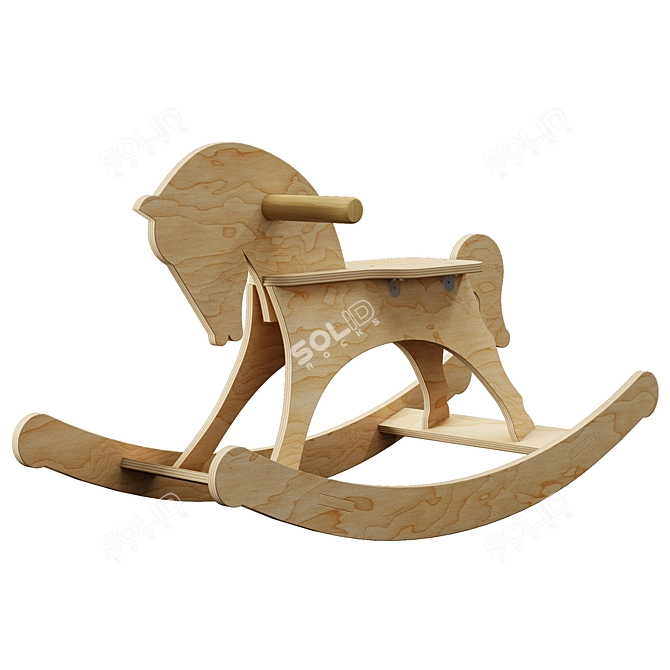 Wooden Rocking Horse Toy 3D model image 2