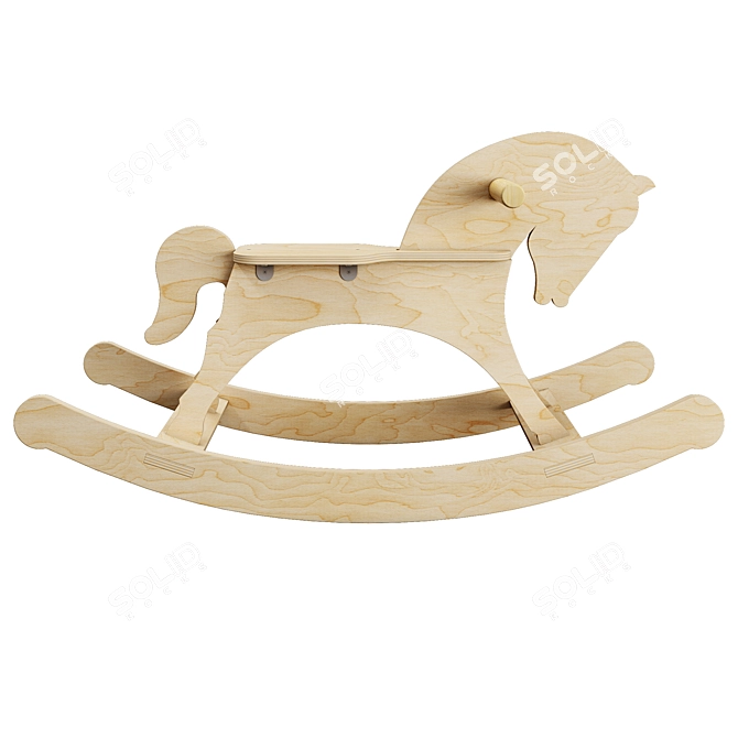 Wooden Rocking Horse Toy 3D model image 3