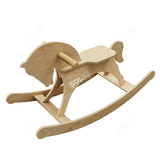 Wooden Rocking Horse Toy 3D model image 4